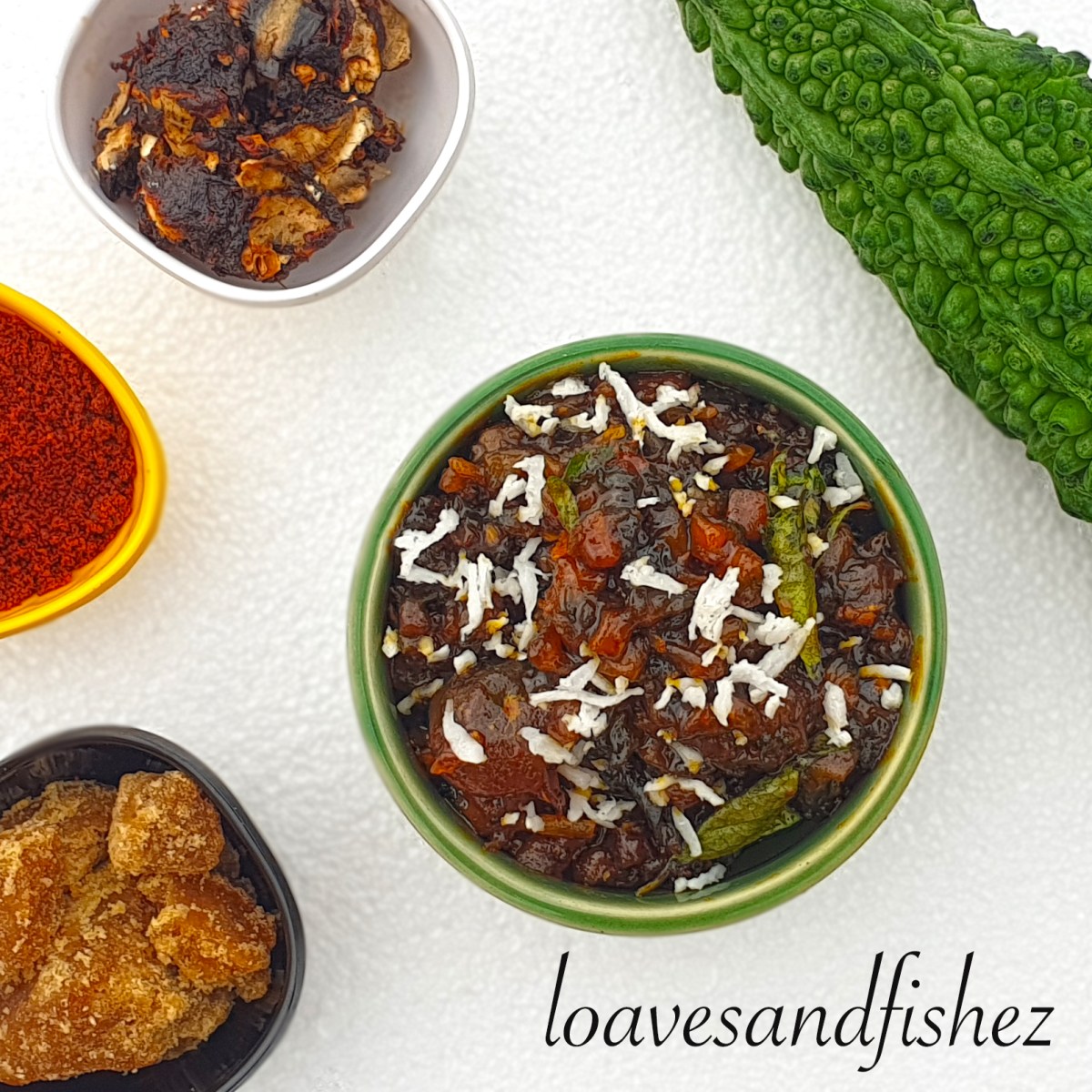 Sweet and Sour Bitter Gourd/Pavakkai&nbsp;Pachadi